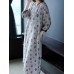 Women Elegant Floral Print Crew Neck Three Quarter Sleeve Dress