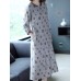 Women Elegant Floral Print Crew Neck Three Quarter Sleeve Dress