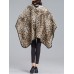 Elegant Leopard Printed Patchwork Shawl Loose Cloak Cardigans for Women