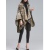 Elegant Leopard Printed Patchwork Shawl Loose Cloak Cardigans for Women