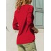 Pure Color Patchwork V-neck Long Sleeve T-shirts