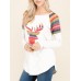 Vintage Women Long Sleeve Elk Printed O-Neck Loose T-Shirts