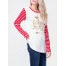 Causal Women Christmas Tree Letter Printed Long Sleeve Striped T-Shirts