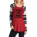 Casual Women Christmas Letter Print Striped Patchwork T-Shirts