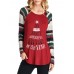 Casual Women Christmas Letter Print Striped Patchwork T-Shirts