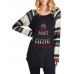 Casual Women Christmas Letter Print Striped Patchwork T-Shirts