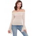 Trumpet Sleeve Blouses Neckline Striped Knit T-Shirts