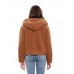 Women Fleece Solid Color Button Long Sleeve Hooded Coats