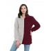 Women Fleece Patchwork Long Sleeve Hooded Zipper Sweatshirt