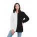 Women Fleece Patchwork Long Sleeve Hooded Zipper Sweatshirt