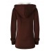 Women Hooded Coats Casual Long Sleeve Horn Button Outerwear