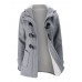 Women Hooded Coats Casual Long Sleeve Horn Button Outerwear