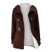 Women Hooded Coats Casual Long Sleeve Horn Button Outerwear