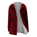 Women Hooded Coats Casual Long Sleeve Horn Button Outerwear