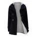 Women Hooded Coats Casual Long Sleeve Horn Button Outerwear