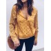 Casual Women Loose Polka Dot Print V-Neck Chiffon Long Sleeve Blouse