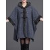 Elegant Women Cloak Shawl Hooded Crew Neck Cardigan Coats