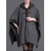 Elegant Women Cloak Shawl Hooded Crew Neck Cardigan Coats