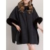 Women Cloak Shawl Hooded Crew Neck Cardigan Coats with Pockets