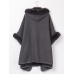 Women Cloak Shawl Hooded Crew Neck Cardigan Coats with Pockets