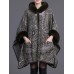 Women Cloak Shawl Hooded Print Batwing Sleeve Cardigan Coats with Pockets