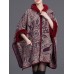 Women Cloak Shawl Hooded Print Batwing Sleeve Cardigan Coats with Pockets