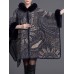 Women Cloak Shawl Hooded Print Batwing Sleeve Cardigan Coats with Pockets