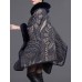 Women Cloak Shawl Hooded Print Batwing Sleeve Cardigan Coats with Pockets