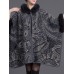 Women Cloak Shawl Hooded Print Batwing Sleeve Cardigan Coats with Pockets