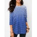 Casual Women Polka Dot Crew Neck 3/4 Sleeve Blouse