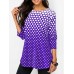 Casual Women Polka Dot Crew Neck 3/4 Sleeve Blouse