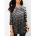 Casual Women Polka Dot Crew Neck 3/4 Sleeve Blouse