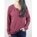 Autumn Winter Long Sleeve Patchwork Buttons Loose Casual T-shirts