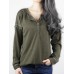 Autumn Winter Long Sleeve Patchwork Buttons Loose Casual T-shirts