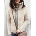 Casual Women Fleece Thick Stitching Stand Collar Long Sleeve Coats