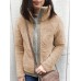 Casual Women Fleece Thick Stitching Stand Collar Long Sleeve Coats