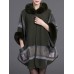 Autumn Winter Thick Shawl Print Cloak 3/4 Sleeve Elegant Coats