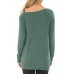 Women Casual Solid Color Kink One Shoulder Long Sleeve T-shirts