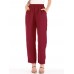 Women Casual Pure Color High Waist Elastic Waist Pants