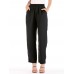 Women Casual Pure Color High Waist Elastic Waist Pants