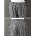 Women Casual Cotton Linen Elastic Waist Loose Striped Pants