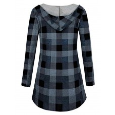 Women Casual Plaid Hooded Long Sleeve Hooded Coats