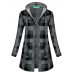 Women Casual Plaid Hooded Long Sleeve Hooded Coats