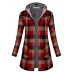 Women Casual Plaid Hooded Long Sleeve Hooded Coats