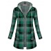 Women Casual Plaid Hooded Long Sleeve Hooded Coats