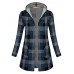 Women Casual Plaid Hooded Long Sleeve Hooded Coats