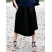 Women Loose Cotton Linen Elastic Waist Asymmetrical Pants