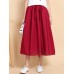 Women Wide Leg Solid Color Cotton Linen Elastic Waist Pants