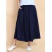 Women Wide Leg Solid Color Cotton Linen Elastic Waist Pants