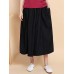 Women Wide Leg Solid Color Cotton Linen Elastic Waist Pants